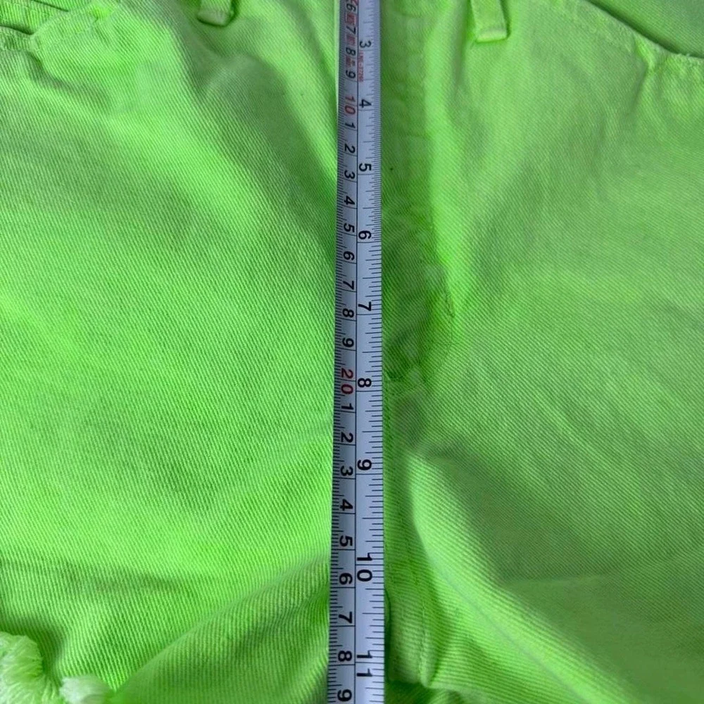 VTG Fredricks Of Hollywood Neon Lime Fringe Denim High Waist Womens Shorts- Read
